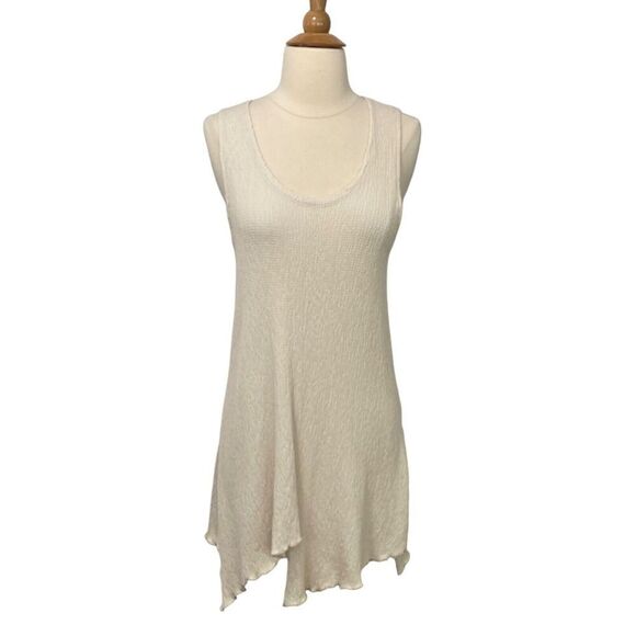 Luukaa Cream Crinkle Knit Cardigan Tank SET Lagenlook Modern Unique Size 8 / 10 - Picture 5 of 12